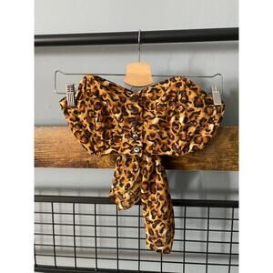 Brian Bailey Animal Print Strapless Crop Top | Size 4